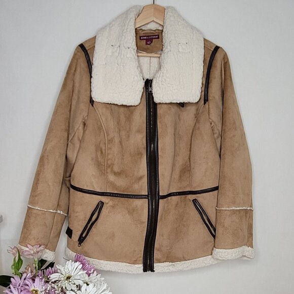 Jessica London Faux Suede shearling Jacket - Picture 1 of 8